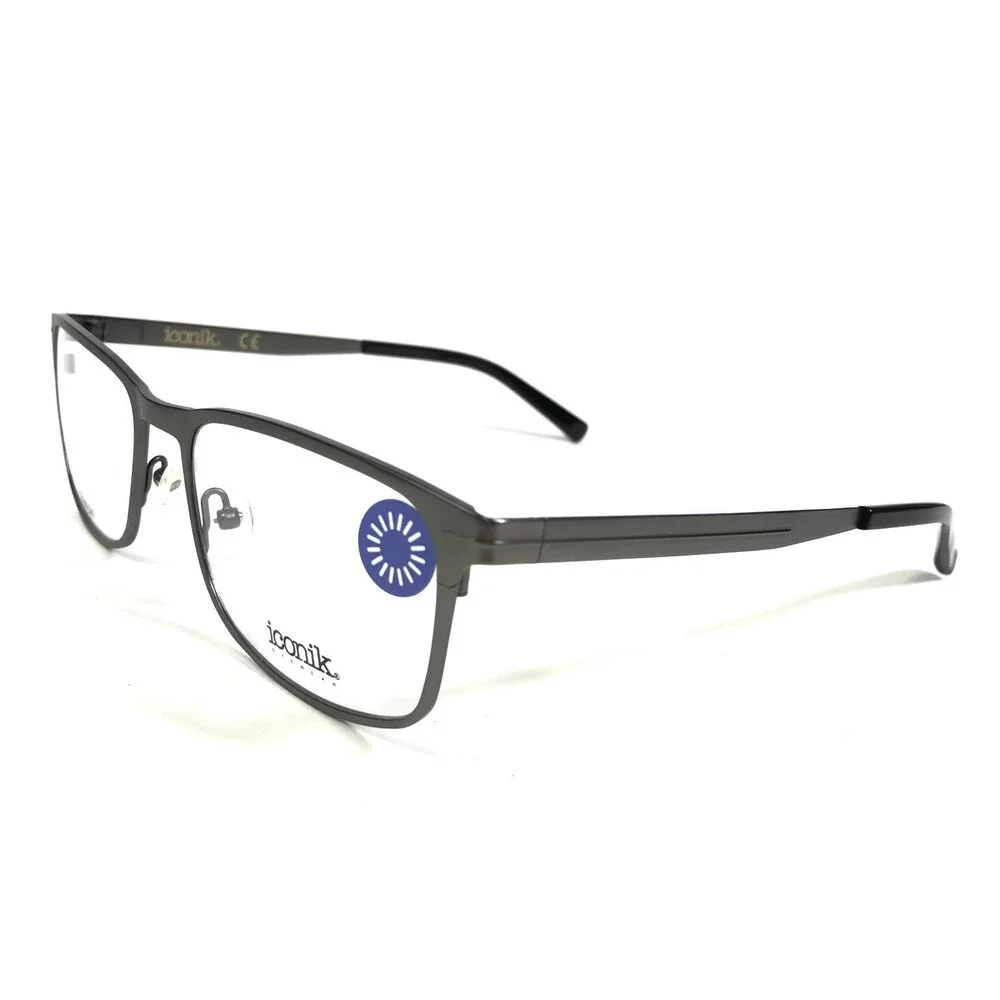 Iconik Eyeglasses Frames Pierce C02 Gunmetal Grey Square Full Rim 56-19-145